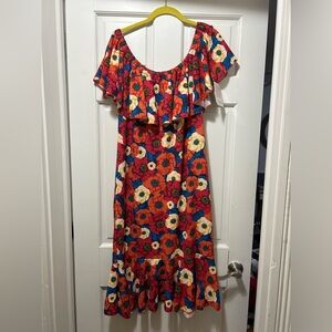 LuLaRoe Floral Ruffle Dress 2XL